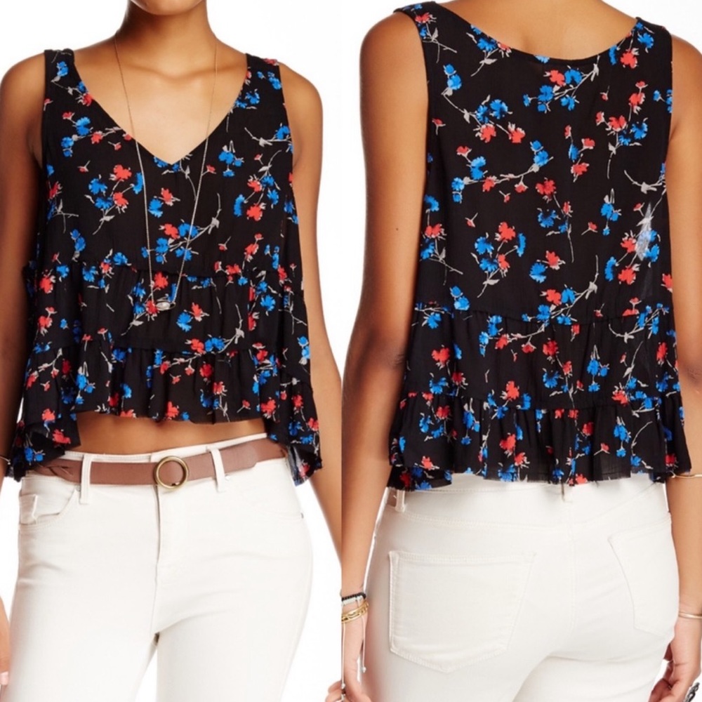 Intimately Free People Crinkle Tiered Crop Tank L